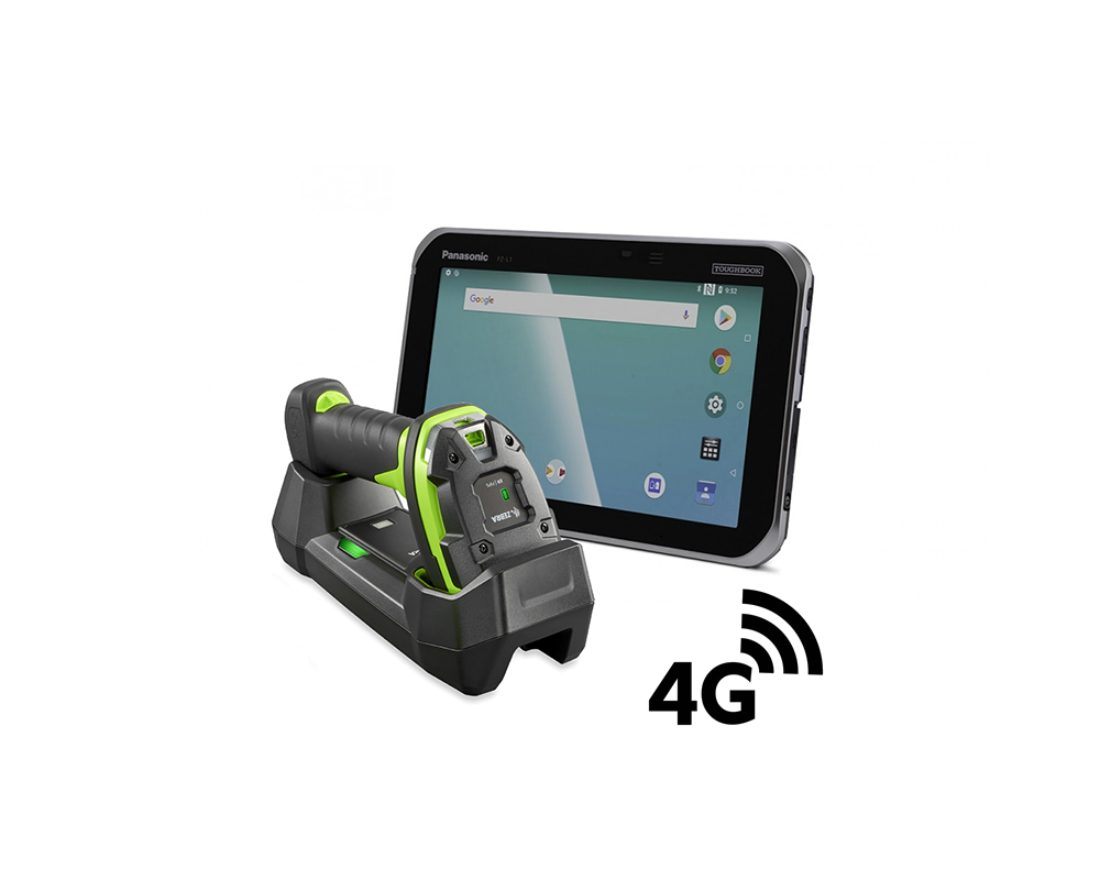 Set:Industrielles Tablet mit Scanner (Langstrecke - Wifi/4G)